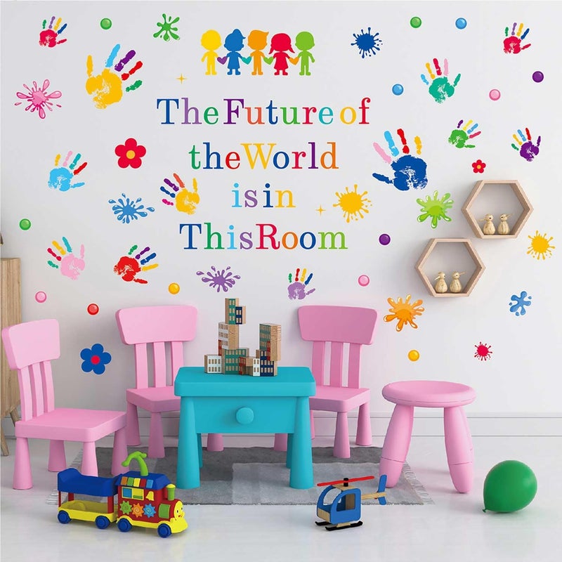 CharmFlo Inspirational Wall Decals for Kids Motivational Classroom Decor with Removable Quotes The Future of The World is in This Room Peel and Stick Wall Stickers Bedroom Nursery School Playroom - Image 3